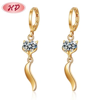 China New Arrivals Zoo Collection FASHIONABLE Earring Cute Little Fox Tail Tassel Drop Earrings 18k Gold AAA Chic Zircon Earring For Girl for sale