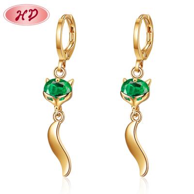 China Quality Brand Factory Direct Jewelry 18k FASHION Direct Gold Plated Hugging Dangle Zircon Smudge Long Drop Earrings For Women Girls Teens for sale