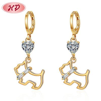 China 2021 Amazon hit jewelry good quality fashionable cute zircon cat kitty long earrings drop dangling earring piercing women for sale