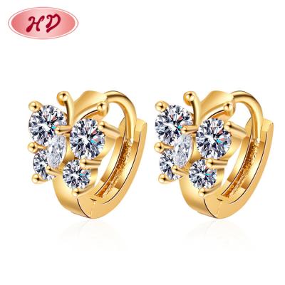 China New Gold Jewelery Huggie Butterfly Circle Hoop Earrings Superior Delicacy High Polished 18k AAA Sparkle Hypoallergenic Zircon for sale