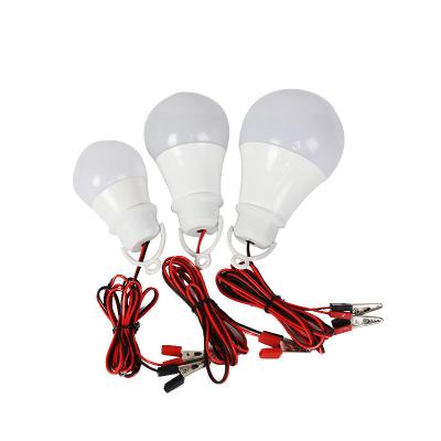 China Warehouse 3w 5w 7w 9w low voltage energy saving led solar lamp E27 B22 DC12V LED bulb clip light bulb with 1.2m wiring for sale