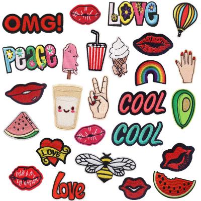 China New Flat High Quality DIY Embroidery Children Cartoon Letters Embroidery Patch Clothing Decals Garment Patches for sale