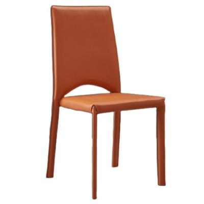 China Baisinuo Style Dining Chair Simple Style Leather Furniture Chairs Durable Orange Color High Quality Chairs for sale