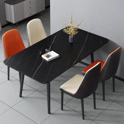 China China Luxury Popular Black Rectangular Marble Dining Table Sets Dining And Restaurant Chairs for sale