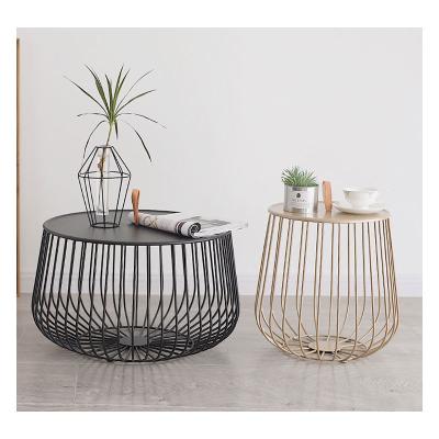 China Hot-selling small package Storge coffee table living room furniture metal frame tea table around minimalist side table for sale