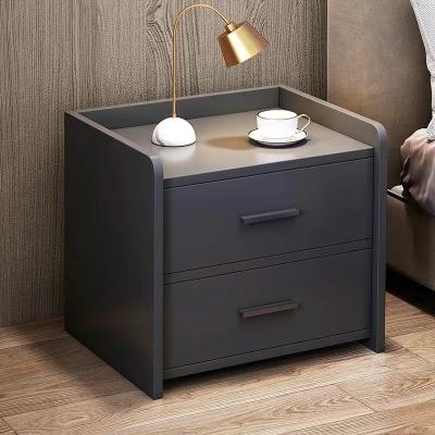 China Storage Function Amazon Hot Sale Bedstand Melamine Panel 2 Drawers Contemporary Black Nightstand Bedside Table for sale