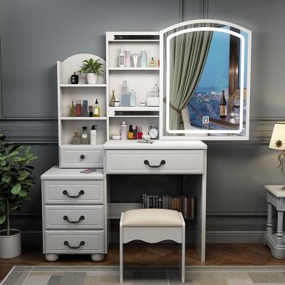 China Cheap Storage Dressing Table White Color Fashion Style Makeup Dresser With Lights And Mirror For Bedroom for sale