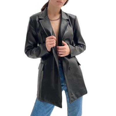 China Anti-wrinkle SIZE S-XL Winter Designer LOOSER PU Leather Bomber Jacket Women 2021 for sale