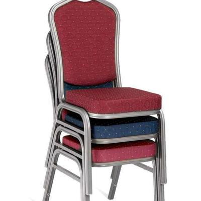 China Contemporary modern luxury red metal frame cover canvas hotel wedding stackable banquet chairs on sale for sale