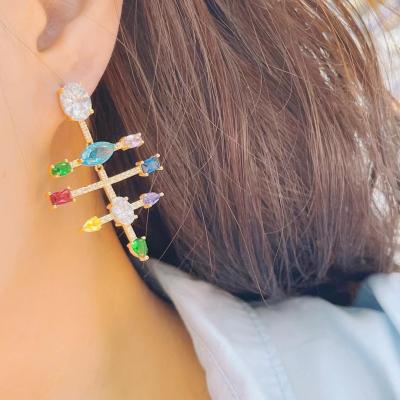 China 2021 FASHIONED new fashionable simple front and back cross earrings form cross earrings women cross long earrings for sale