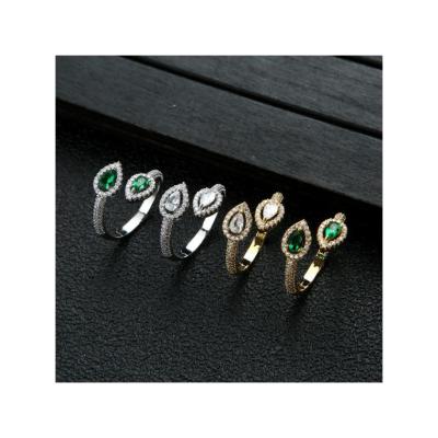 China FASHIONABLE Girls Finger Rings Wedding Engagement Couples Emerald Green Crystal Silver Adjustable Ring for sale