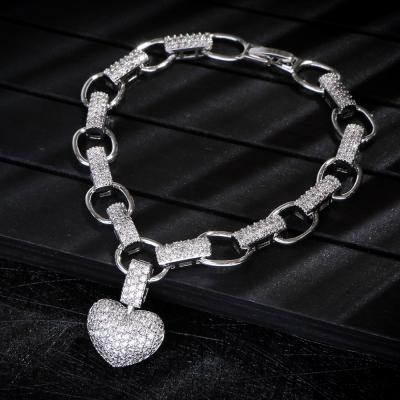 China FASHIONABLE CZ Luxury Vintage Cubic Zircon Bracelets Bangles Link Chain Heart Cuff Bohemian Bracelets For Women for sale