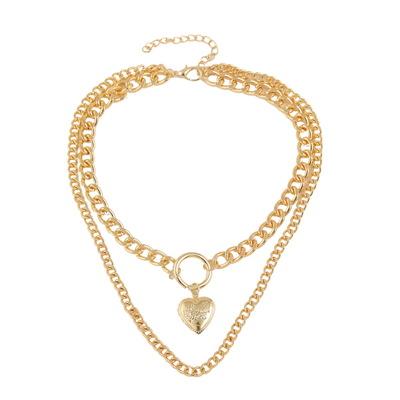 China TRENDY Gold Heart Ladies Jewelry Anniversary Gift 18K Gold Stainless Steel Plated Wedding Jewelry Necklace for sale