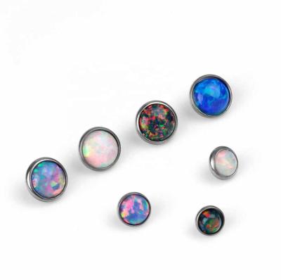 China CLASSIC 16g 2.5mm Titanium ASTM F136 Internally Threaded Opal Disc Ends Body Piercing Jewelry Bezel Set for sale