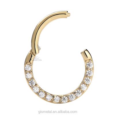 China CLASSIC Solid Clicker Hinged Segment Ring Body Piercing Jewelry 16g 18 Carat Yellow Gold Plian Septum Jewelry for sale