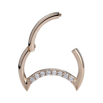 China CLASSIC Solid 14K Rose Gold Crescent Moon Hinged Septum Jewelry For Women Body Piercing Jewelry for sale