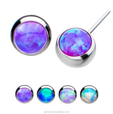 China CLASSIC Side Facing Opal Threadless End Lip Labret Titanium Ends Gem ASTM F136 Body Piercing Jewelry for sale