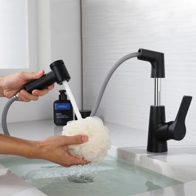 China Pull out spray single handle to turn black lift faucet mixer 2 fashion splash proof faucet torneira basin faucets for sale