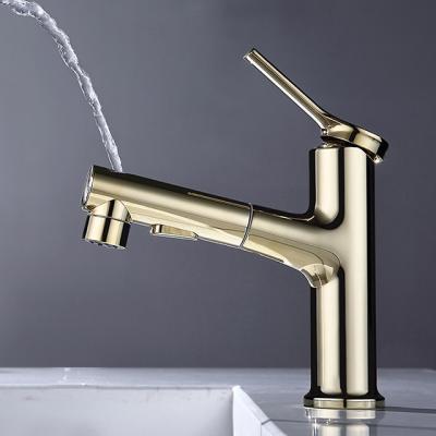 China Pull Out Spray New Model 3 Fashion Injec Gold Small Rotatable Bathroom Faucet To Pull Out Basin Wasserhahn Faucet for sale