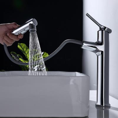 China Pull Out Long Neck Multi-Functional Jet Basin Mixer Instant Free Hot Water Brass Faucet For Bathroom Sinks for sale