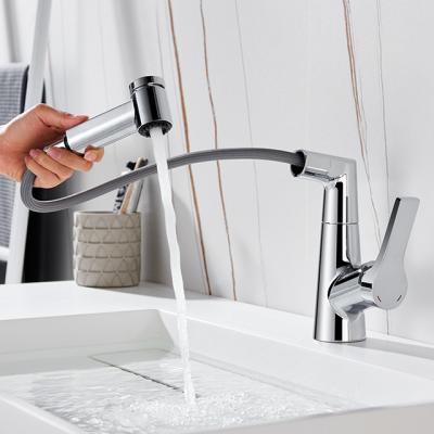 China Pull Out Spray Wasserhahn 2 Fashion Sink Pull Out Adjustable Faucet Bathroom Can Lift And Rotate Splash Proof Faucet Basin Faucet for sale