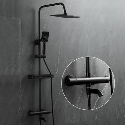 China With Sliding Bar Built In Thermostatic System 3 Functions Shower Chuveiro Shower Mixer Set Square Bathroom for sale