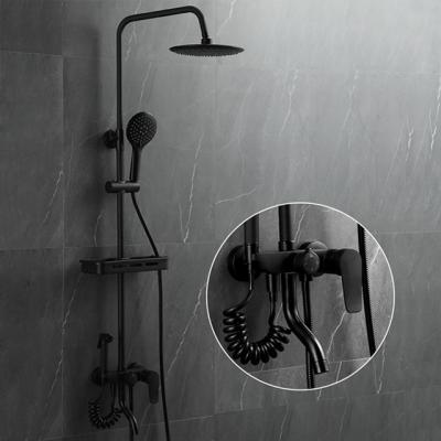 China With sliding bar exposed shower system mixer wall mounted rainfall bathroom duschkopf set multi jet shower for sale