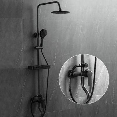 China With Preto Hot Waterfall Chuveiro Kit Shower Faucet 3 Ways Slide Bar Bath Shower Matte Black With Round Shower Head for sale