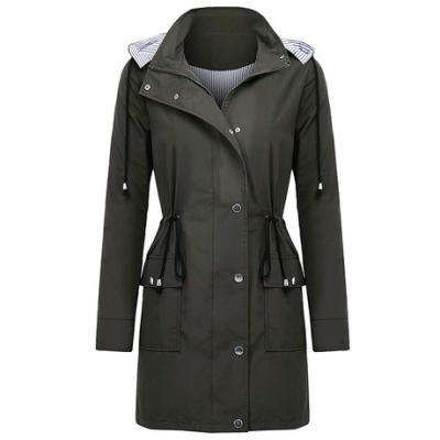 China Amazon stock hoodie long size casual ready thin coat outdoor waterproof jacket for woman for sale