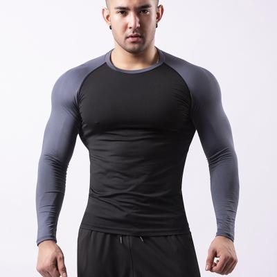 China Anti-Wrinkle Sports T-shirt Men's Quick Dry Long Sleeve Shirts Gym Fitness Training Tops Male Jogging Clothing for sale