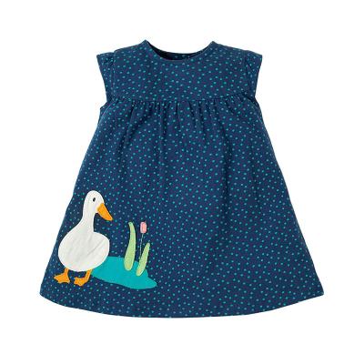 China Girls Summer Casual Wear Breathable Cotton Dresses Short Sleeve Sundress 2-7 Years Old for sale