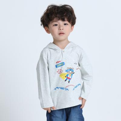 China 2020Solid Color Printed Spring Hooded Shirt Viable For Boys 1-6 Years Old Comfortable Casual Hooded T-shirt for sale