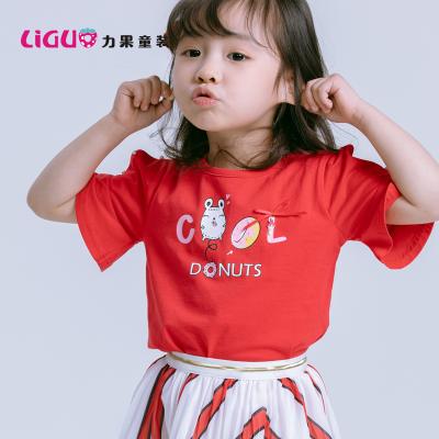 China New Design Summer Sustainable Beading Kids Fabric 1-6 Years Wide Cuff Girls T-Shirt for sale