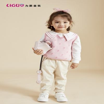 China 1-6 Years Old Children's Girl's Clothes Sustainable Hot Sale Fashion Girl Soft Turn-Down Collar Sweater for sale