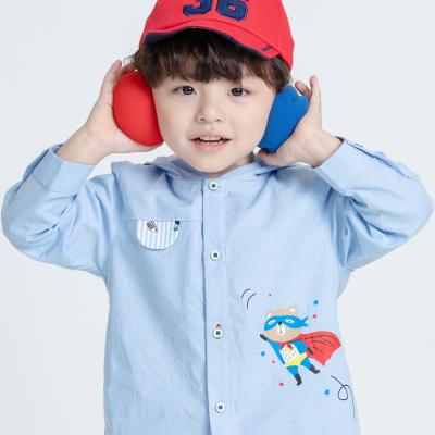 China 2020 new viable trends handsome shirt, children's use 1 to 6 years boy design of leisure hooded long-sleeved shirt for sale