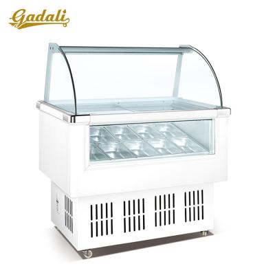 China New Design Single-Temperature 10 Pans Ice Cream Display Freezer Ice Cream Showcase for sale