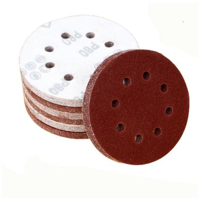 China Long Lasting High Performance 5 Inch 8 Hole Hook And Loop Discs Adhesive Sandpaper For Random Orbital Sander 40 Grit 60 80 120 180 240 320 for sale