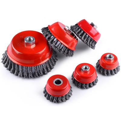 China Hot Sale Polishing Twist Knot Steel Wire Cup Brush 65mm Abrasive Tools 100mm Crimped Wire Cup Brush for sale