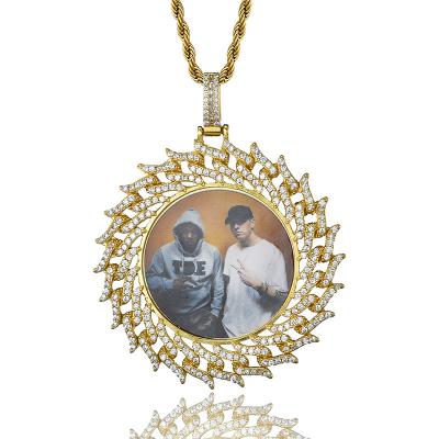 China Hiphop Fashion Gold Plated Custom Photo Hiphop Zircon Sublimation Necklace for sale