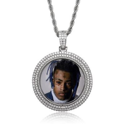 China Custom Photo Hiphop Zircon Sublimation Blanks Pendant Necklace for sale