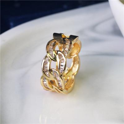 China FASHIONABLE Hot Selling 18K Gold Plated Zircon Cuba Ring From Amazon for sale