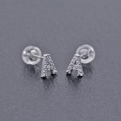 China Hot Sale 925 Sterling Silver Initial Letter A-Z Stud Earings For Girls FASHIONABLE for sale