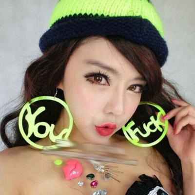 China TRENDY Hot Selling Exaggerated INS Large Circle Letter Acrylic Round Earrings for sale