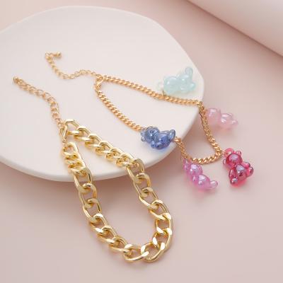 China 2020 TRENDY INS Fashion New Colorful Chian Cuban Bear Anklet For Girls for sale