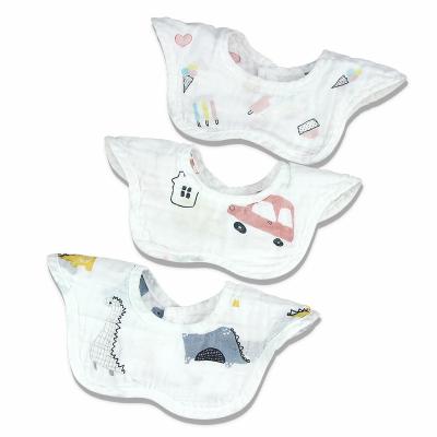 China BPA Free Sample 100% Cotton Gauze Baby Bibs Can Rotate 360 ​​Degree Baby Bibs Wholesale for sale