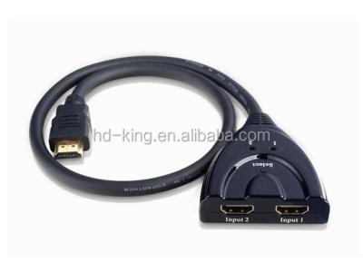 China Pigtail black ABS 1080P 2port hdmi switch 2 in 1out hdmi changer 1X2 for HD TV 650*60*18mm for sale