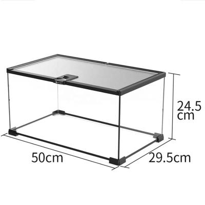 China Mini Viable Reptile Greenhouse Glass Cage For Snake Tortoise Tortoise 50*29.5*24.5cm for sale