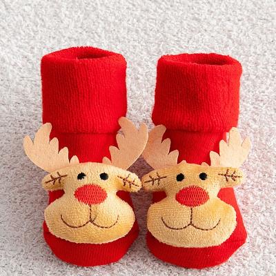 China QUICK DRY Christmas Socks Cute Kids Cartoon Low Cut Ankle Grow And Fitted Cotton Stretch Socks Unisex Slip Baby Boys Anit Socks for sale