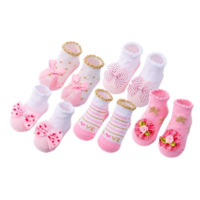 China 5 Pairs/lot QUICK DRY Newborn Baby Booties Infant Cotton Booties Lovely Short Babies Socks Clothing Accessories For 0-6,6-12,12-24 Month for sale