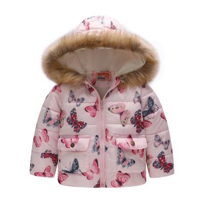 China Winter QUICK DRY butterfly padded jacket for 2021 autumn/winter European and American boys and girls printed warm jacket for kids for sale